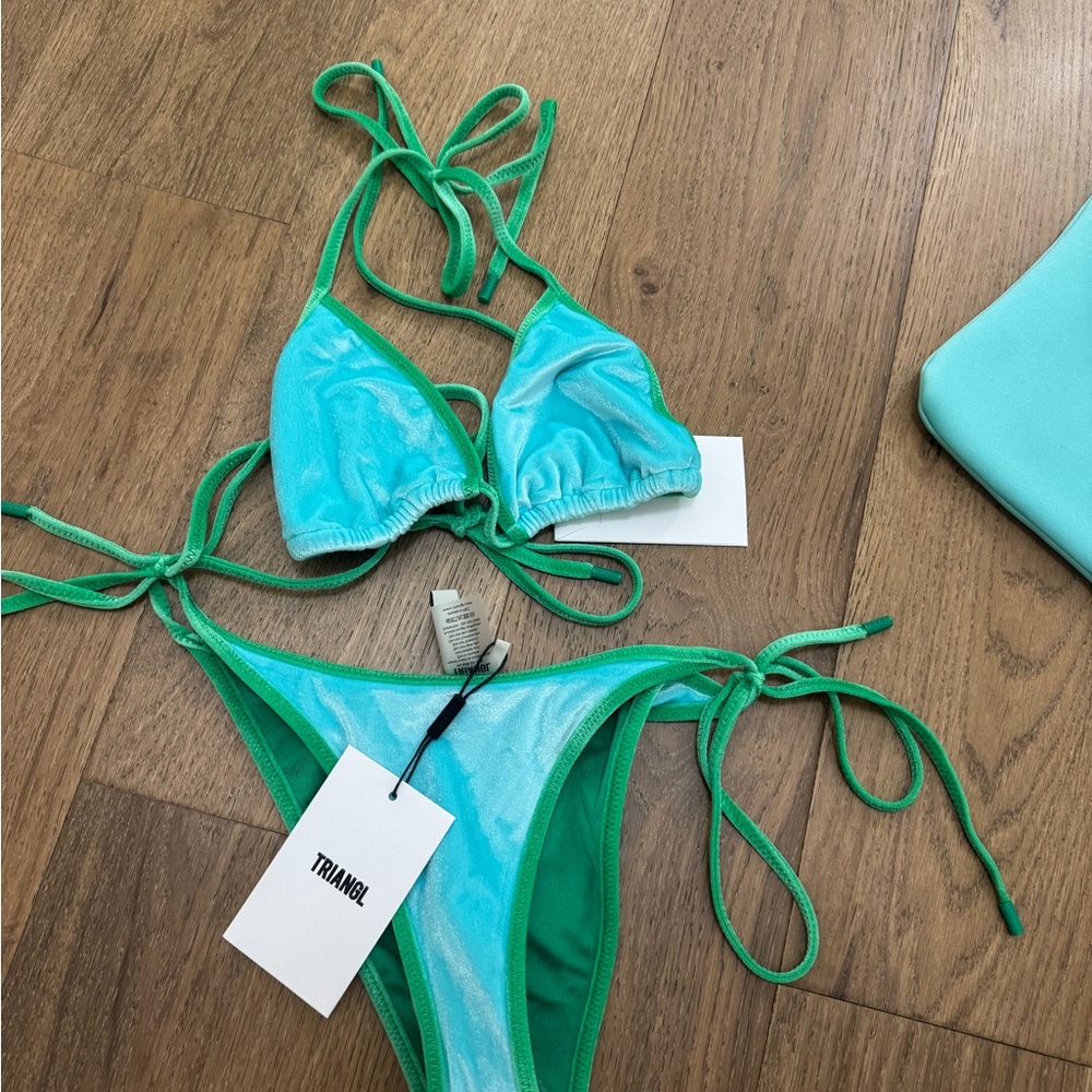 Triangl Swimwear Blue and Green Triangle Bikini